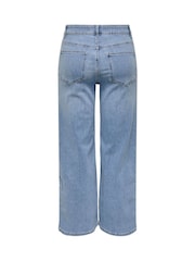 ONLY Blue High Waist Wide Leg Cropped Jeans With Super Stretch - Image 7 of 7