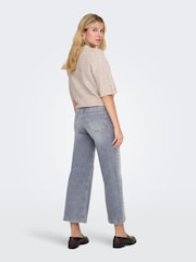 ONLY Grey High Waist Wide Leg Cropped With Super Stretch Jeans - Image 3 of 7