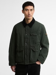 Barbour International Dark Green Winter Drifter Washed Wax Jacket - Image 1 of 6