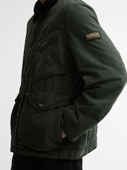 Barbour International Dark Green Winter Drifter Washed Wax Jacket - Image 4 of 6