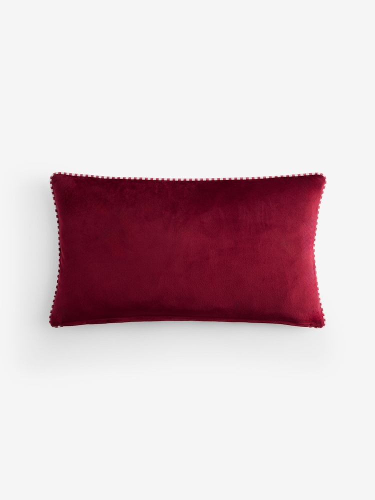 Red Merry Christmas Embroidered Slogan Cushion - Image 4 of 4 Red Merry Christmas Embroidered Slogan Cushion - Image 4 of 4
