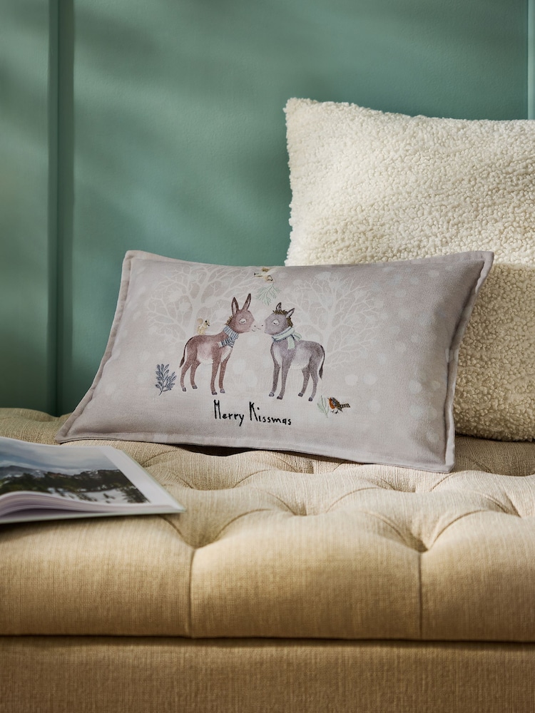 Natural Merry Kissmass Donkey Cushion - Image 1 of 4 Natural Merry Kissmass Donkey Cushion - Image 1 of 4