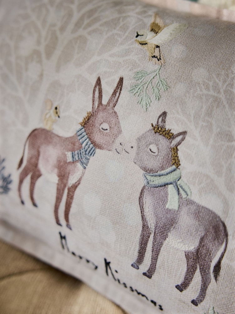 Natural Merry Kissmass Donkey Cushion - Image 2 of 4 Natural Merry Kissmass Donkey Cushion - Image 2 of 4