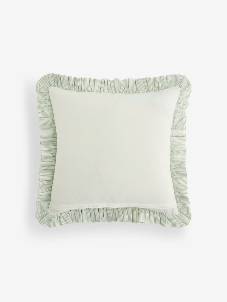 Sage Green 50 X 50cm Christmas Bow Striped Cushion - Image 2 of 2 Sage Green 50 X 50cm Christmas Bow Striped Cushion - Image 2 of 2