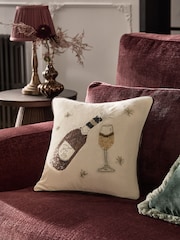 Natural Embellished Bottle Of Fizz 35 X 35cm Cushion - Image 1 of 4