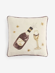 Natural Embellished Bottle Of Fizz 35 X 35cm Cushion - Image 3 of 4