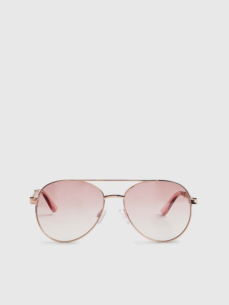 River Island Gold Metal Twist Sunglasses - Image 1 of 4 River Island Gold Metal Twist Sunglasses - Image 1 of 4