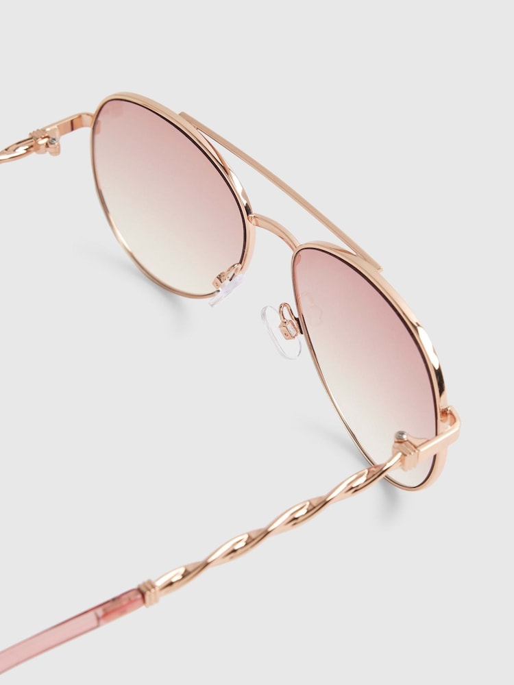 River Island Gold Metal Twist Sunglasses - Image 4 of 4 River Island Gold Metal Twist Sunglasses - Image 4 of 4