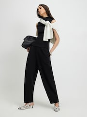 River Island Black High Waisted Elasticated Barrel Trousers - Image 1 of 4