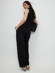 River Island Black High Waisted Elasticated Barrel Trousers - Image 4 of 4
