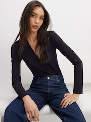 River Island Long Sleeve Plunge Bodysuit 2 pack - תמונה 4 מתוך 5
