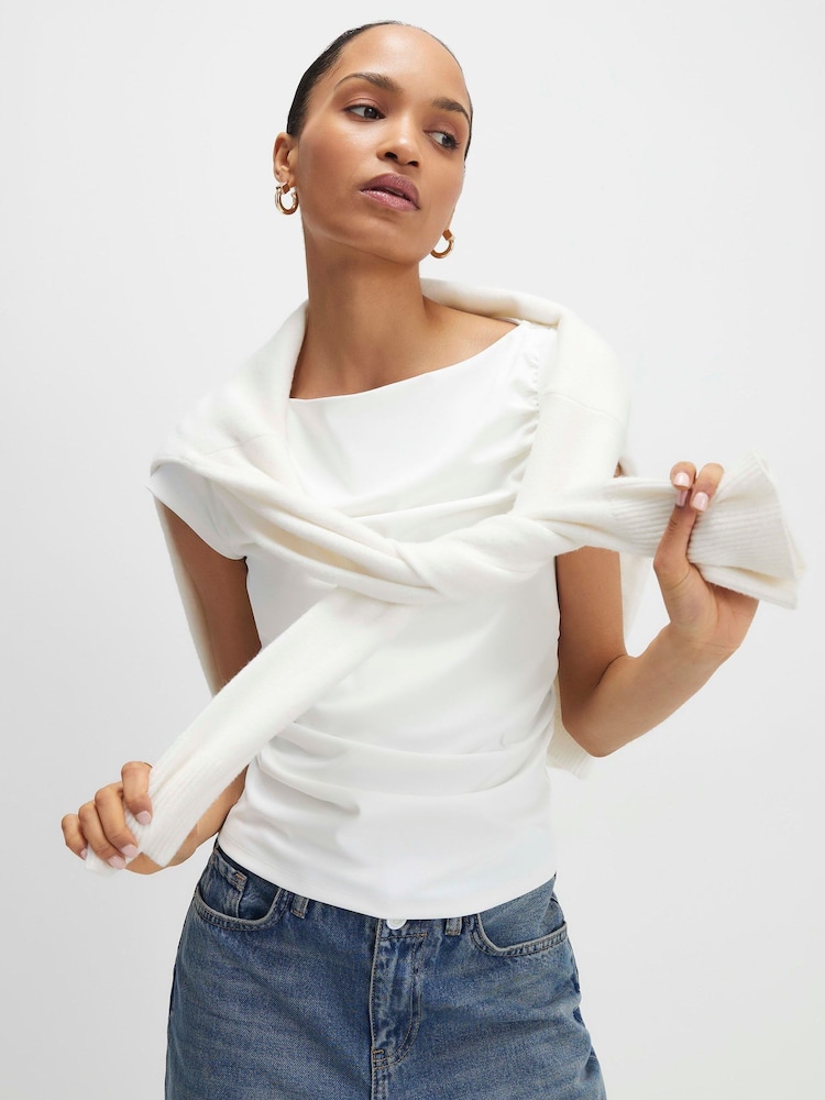 River Island Black Short Sleeve Ruched Nylon T-Shirt 2 Pack - Image 2 of 5