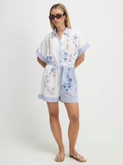 River Island Petite Stripe Embroidered Belted Playsuit - Image 4 of 4