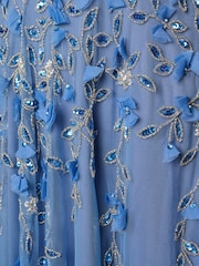 Adrianna Papell Blue One Shoulder Bead Dress - Image 6 of 6