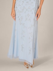 Adrianna Papell Blue Petite Studio Beaded Blouson Long Dress - Image 3 of 5