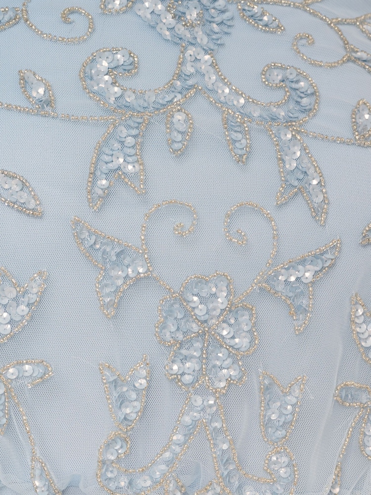 Adrianna Papell Blue Petite Studio Beaded Blouson Long Dress - Image 5 of 5