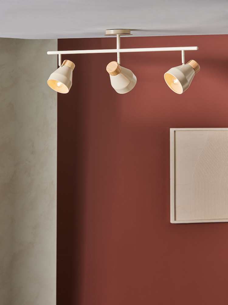 MADE.COM Cream Albert 3 Light Linear Pendant Bar Ceiling Light - Image 1 of 3 MADE.COM Cream Albert 3 Light Linear Pendant Bar Ceiling Light - Image 1 of 3