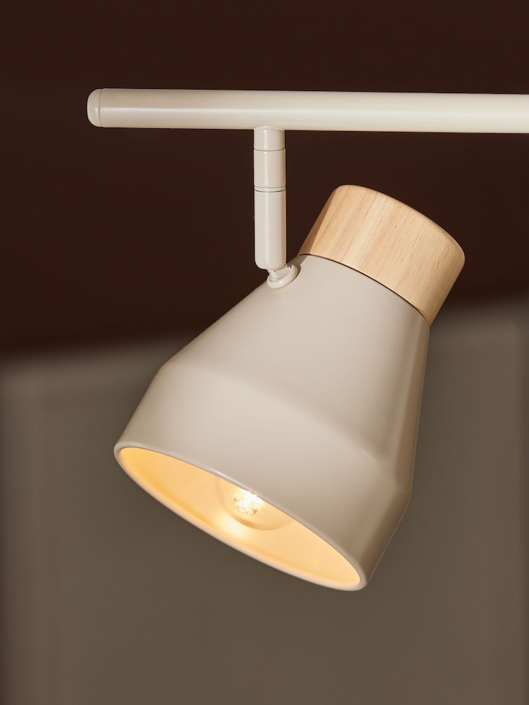 MADE.COM Cream Albert 3 Light Linear Pendant Bar Ceiling Light - Image 2 of 3 MADE.COM Cream Albert 3 Light Linear Pendant Bar Ceiling Light - Image 2 of 3