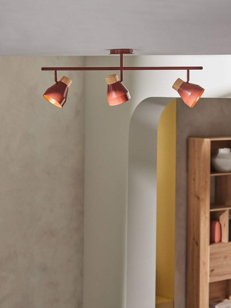 MADE.COM Terracotta Red Albert 3 Light Linear Pendant Bar Ceiling Light - Image 1 of 3 MADE.COM Terracotta Red Albert 3 Light Linear Pendant Bar Ceiling Light - Image 1 of 3