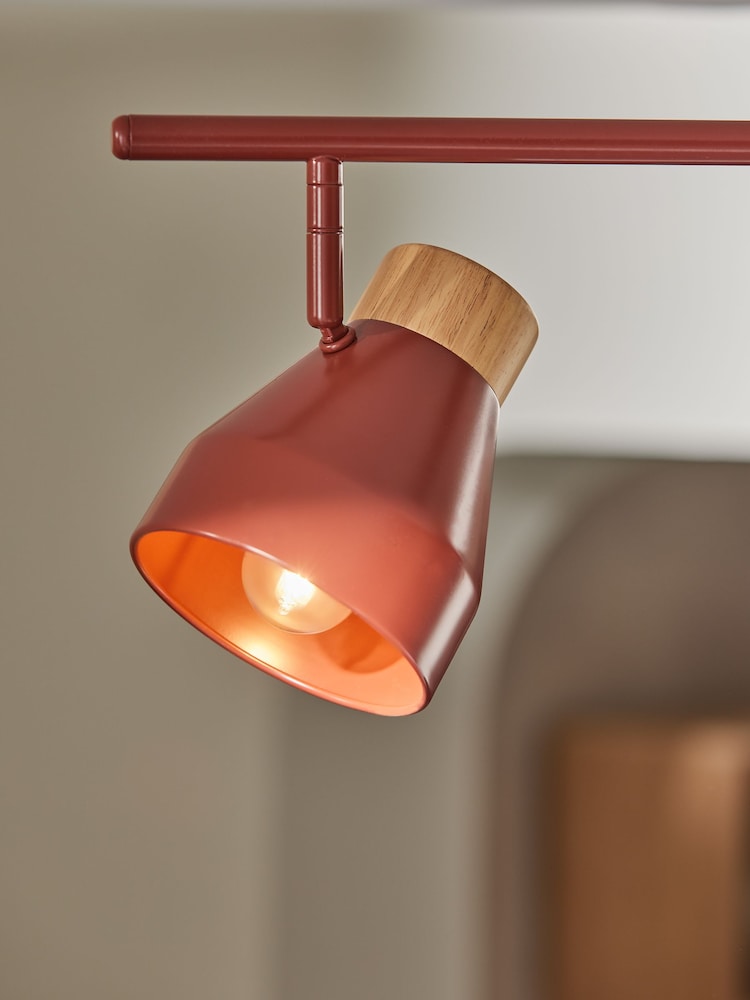 MADE.COM Terracotta Red Albert 3 Light Linear Pendant Bar Ceiling Light - Image 2 of 3 MADE.COM Terracotta Red Albert 3 Light Linear Pendant Bar Ceiling Light - Image 2 of 3