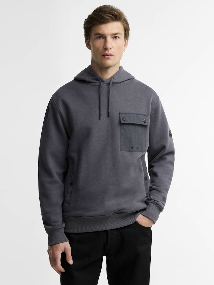Barbour® International Grey Inline Hooded Sweatshirt - Image 1 of 5
