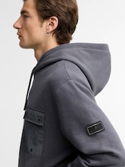 Barbour® International Grey Inline Hooded Sweatshirt - Image 4 of 5
