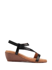 Lunar Black Darci Wedge Sandals - Image 3 of 7