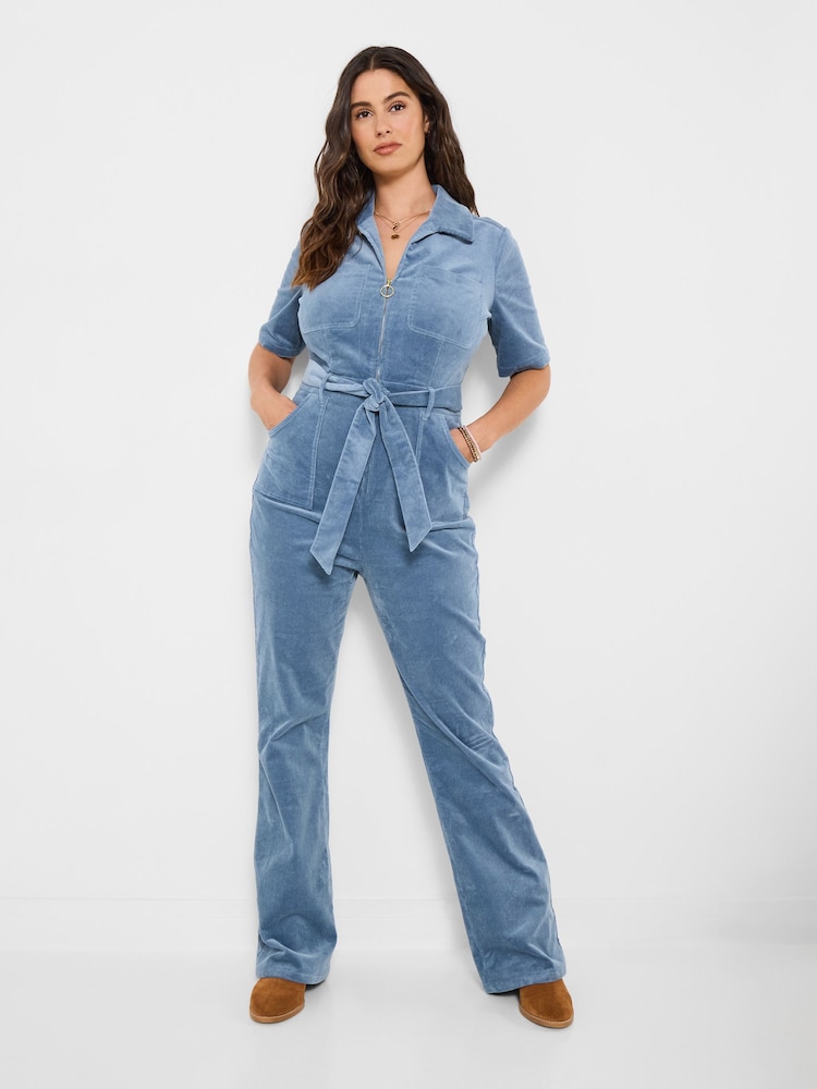 Joe Browns Blue Petite Pixie Stretch Cord Jumpsuit - Image 1 of 6