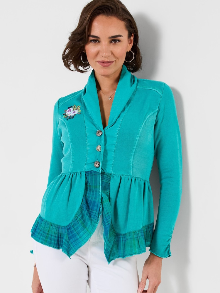 Joe Browns Green Carla Button-Through Jersey Top - Image 1 of 5