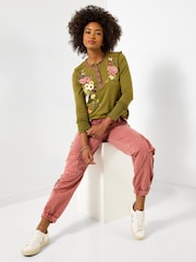 Joe Browns Green Gabriela Embroidered Henley Top - Image 5 of 6