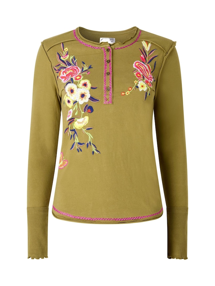 Joe Browns Green Gabriela Embroidered Henley Top - Image 6 of 6