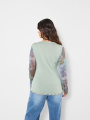 Joe Browns Blue Summer Joy Long Sleeve Mesh Top - Image 2 of 6