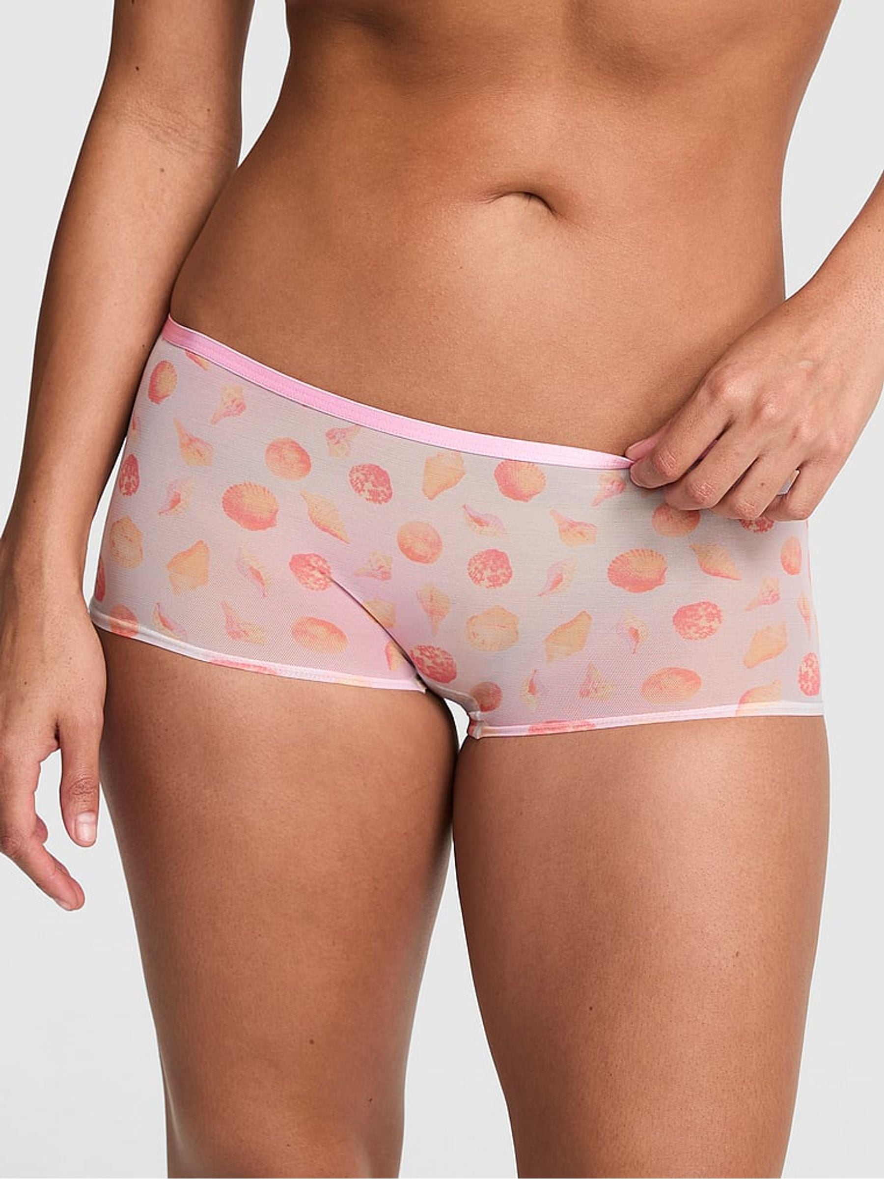 Victoria's Secret PINK Pink Seashell Print Short Logo Mesh Knickers