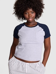 Victoria's Secret Pink Medium Heather Grey Pocket Pyjama Top - Image 1 of 2