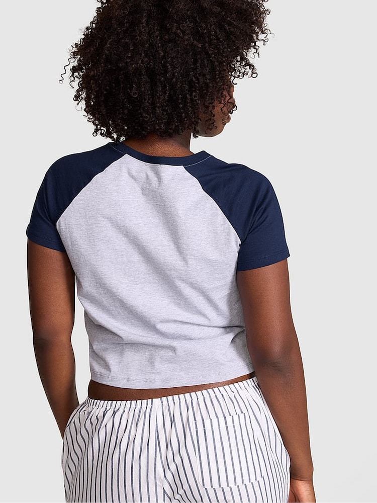 Victoria's Secret Pink Medium Heather Grey Pocket Pyjama Top - Image 2 of 2