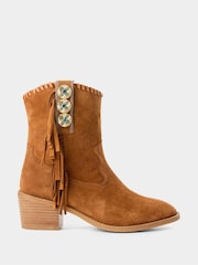 Joe Browns Brown Montana Fringed Suede Boots - Image 2 of 6