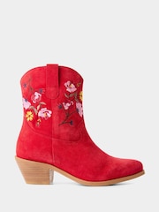 Joe Browns Red Betsy Embroidered Suede Western Boots - Image 1 of 4