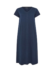 Evans Blue Slub Jersey Midi Dress - Image 5 of 5