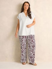 Evans White Linen Blend Notch Neck Shirt - Image 2 of 5