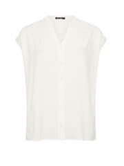 Evans White Linen Blend Notch Neck Shirt - Image 5 of 5
