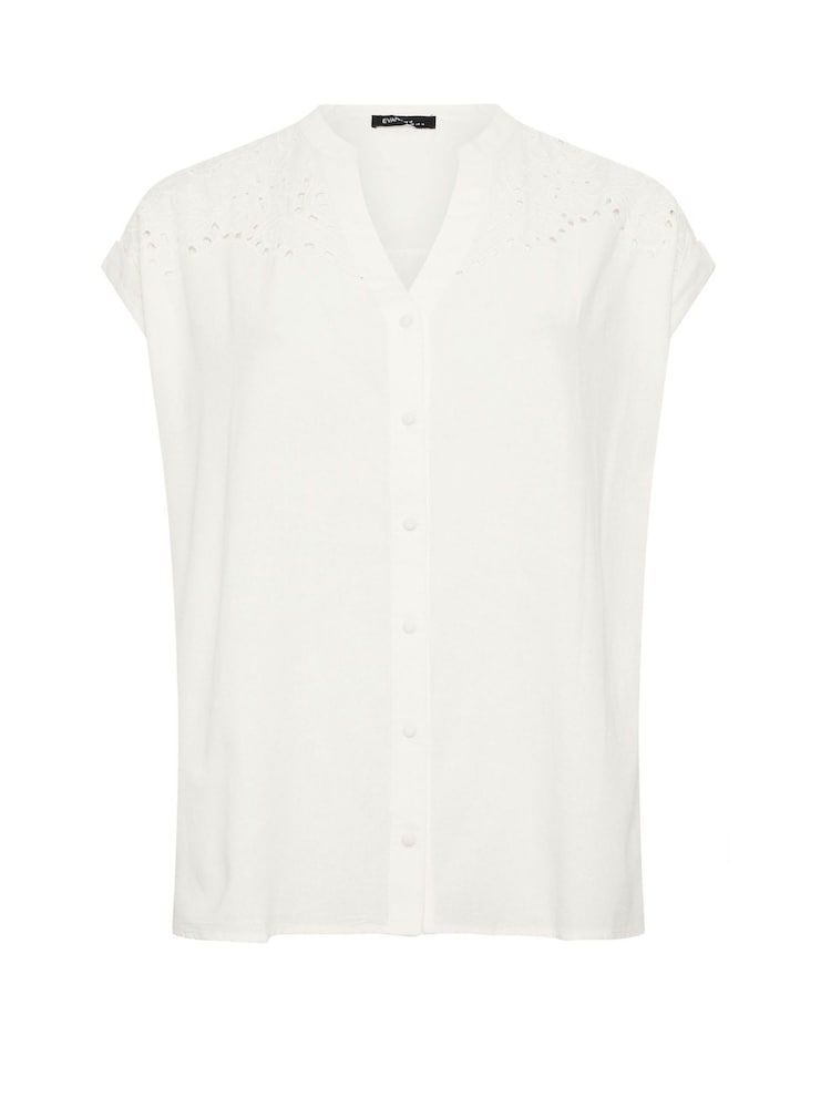 Evans White Linen Blend Notch Neck Shirt - Image 5 of 5