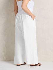 Evans White Wide Leg Pull On Trousers - Image 3 of 5