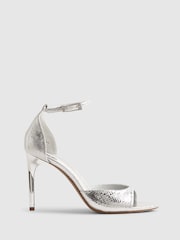 River Island Silver Closed Back Heeled Sandals - Image 1 of 5