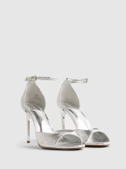 River Island Silver Closed Back Heeled Sandals - Image 2 of 5