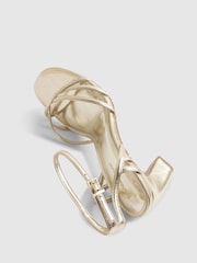 River Island Gold Caged Block Heeled Sandals - Image 4 of 5