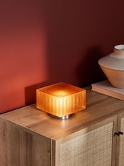 MADE.COM Brown/ Chrome Alma Table Lamp - Image 1 of 5