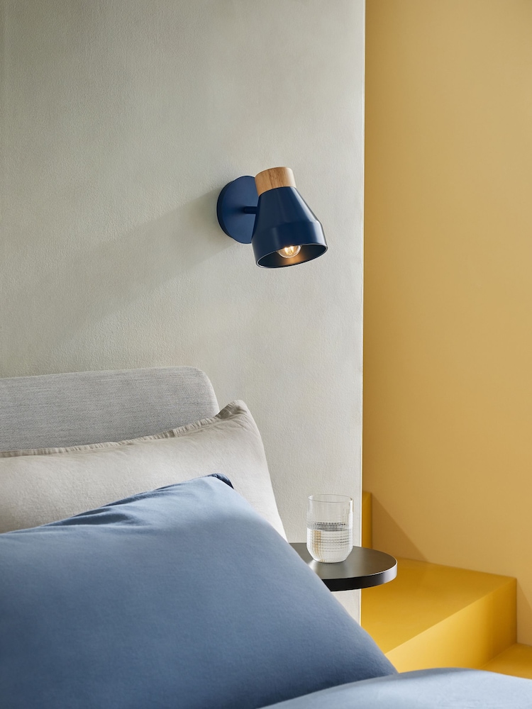 MADE.COM Navy Blue Albert Wall Light - Image 1 of 3 MADE.COM Navy Blue Albert Wall Light - Image 1 of 3