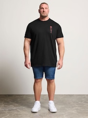 BadRhino Big & Tall Black Long Longline Front & Back Japanese T-Shirt - Image 2 of 7