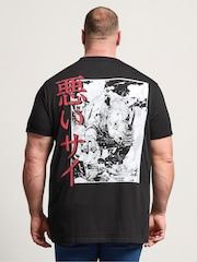 BadRhino Big & Tall Black Long Longline Front & Back Japanese T-Shirt - Image 3 of 7