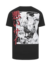 BadRhino Big & Tall Black Long Longline Front & Back Japanese T-Shirt - Image 7 of 7